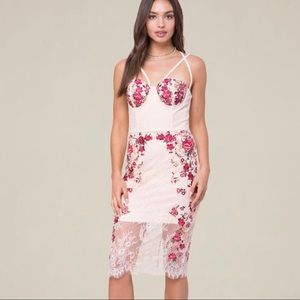 BEBE Maddie Lace Embroidered Dress